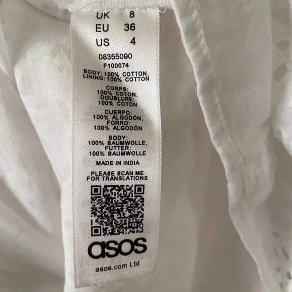 ASOS Design Broderie  Buckle Back Midi Sun Dress White Size 4 - Picture 9 of 10